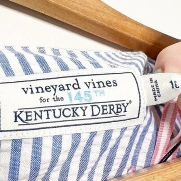 Vineyard Vines Kentucky Derby NWT Seersucker Shift Dress Multi Color Womens 16 - Picture 6 of 8